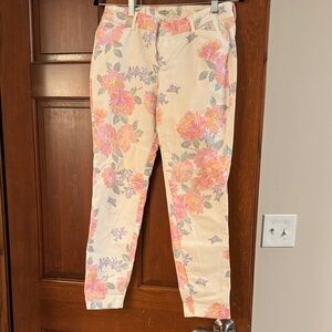 Old Navy Pixie Pants with Pink and Orange Floral Design